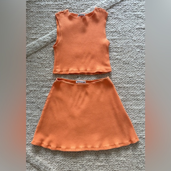 Reformation Dresses & Skirts - Reformation Orange Ribbed Tank and Skirt Set